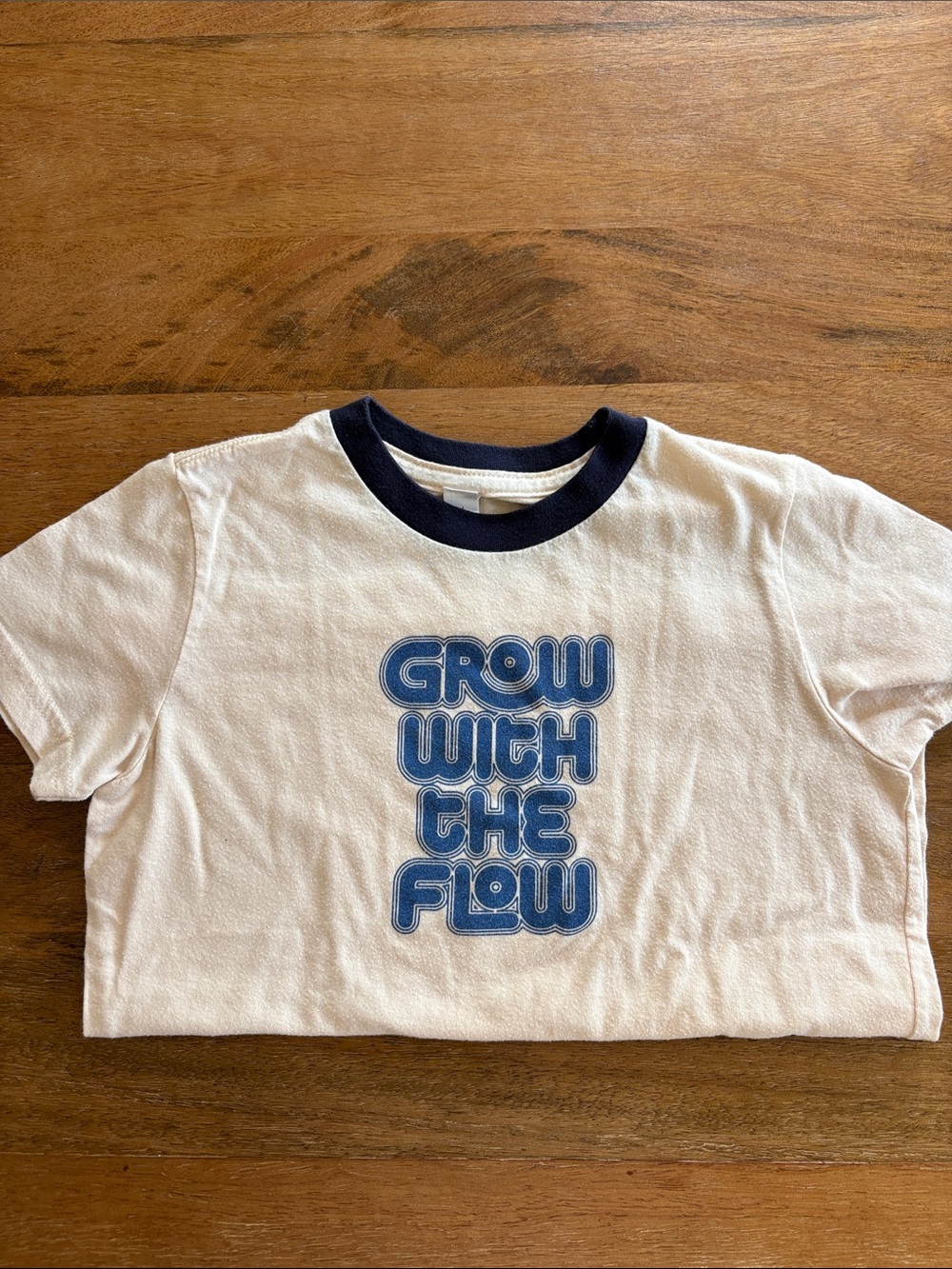 The Bee & The Fox- Kids cream T-Shirt with Blue Collar